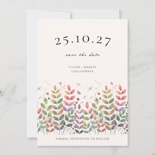 Herfsttuin met libellen Bewaar de datum Kaart (Voorkant)