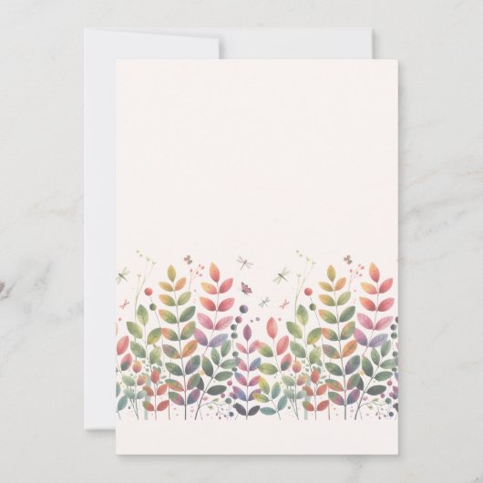 Herfsttuin met libellen bruiloft kaart (Achterkant)