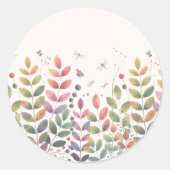 Herfsttuin met libellen bruiloft ronde sticker (Voorkant)