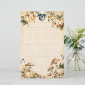 Herfsttuin met schedel en pompoenen gevoerd briefpapier (Staand voorkant)
