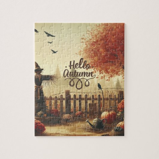Herfsttuin & vogelverschrikker legpuzzel (Verticaal)