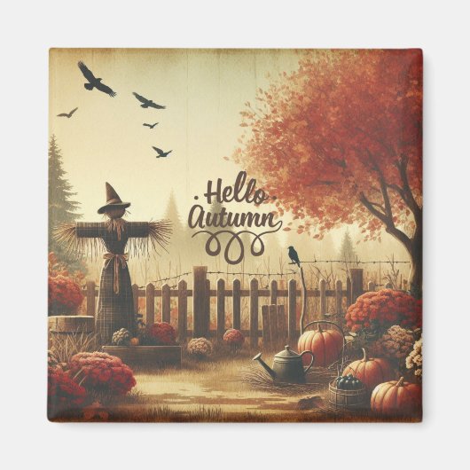 Herfsttuin & vogelverschrikker magneet (Voorkant)