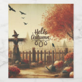 Herfsttuin & vogelverschrikker wijn etiket (Enkel label)