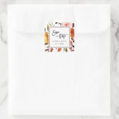 Herfsttuin Waterverf Bruiloft Vierkante Sticker (Tas)