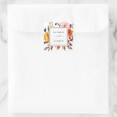 Herfsttuin Waterverf Marsala Bruiloft Vierkante Sticker (Tas)