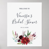 Herfsttuin | Wijnrode Bruiloftfeest Welkom Poster (Voorkant)