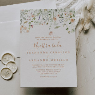 Herfsttuin Wilde Bloem Nuestra Boda Bruiloft Kaart