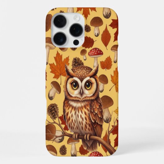 Herfstuil en bladeren iPhone hoesje (Achterkant)