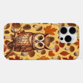Herfstuil en bladeren iPhone hoesje (Achterkant horizontaal)