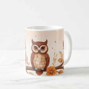 Herfstuilen en bloemenelegantie koffiemok