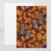 Herfstuilen op donkerrood (Voorkant / Achterkant)