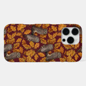 Herfstuilen op donkerrood iPhone hoesje (Achterkant horizontaal)