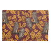 Herfstuilen op donkerrood kussensloop (Achterkant-Links)