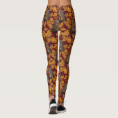 Herfstuilen op donkerrood leggings (Achterkant)