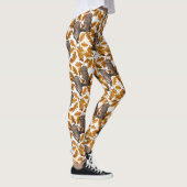Herfstuilen op katoen wit leggings (Rechts)