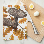 Herfstuilen op katoen wit theedoek (Quarter Fold)