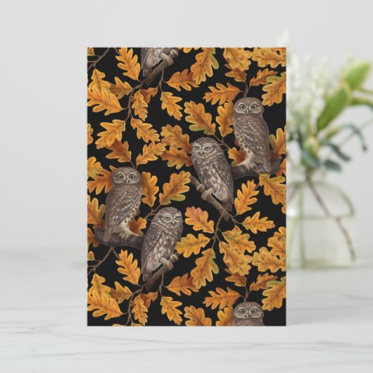 Herfstuilen op zwart (Staand voorkant)