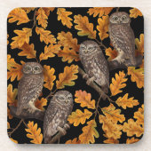 Herfstuilen op zwart bier onderzetter (Voorkant)