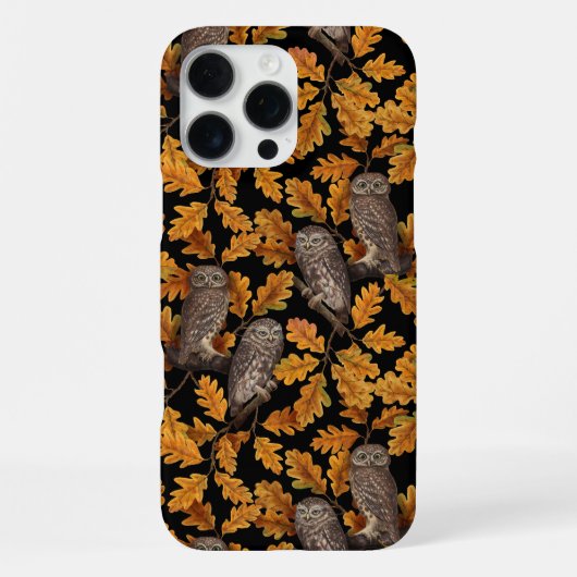 Herfstuilen op zwart iPhone hoesje (Achterkant)