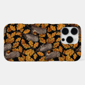 Herfstuilen op zwart iPhone hoesje (Achterkant horizontaal)