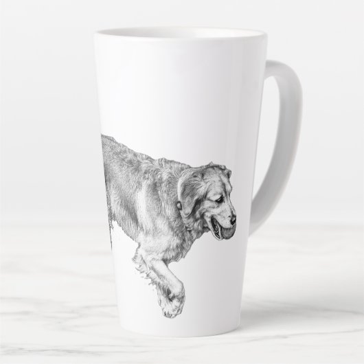 Herfstuitje met Red-Ball Pup Latte Mok (Rechterhoek)