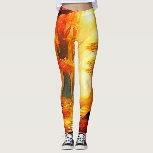Herfstvakantie: Fiery Forest Path Leggings (Voorkant)