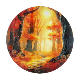 Herfstvakantie: Fiery Forest Path Snijplank