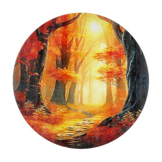 Herfstvakantie: Fiery Forest Path Snijplank (Voorkant)