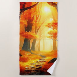 Herfstvakantie: Fiery Forest Path Strandlaken