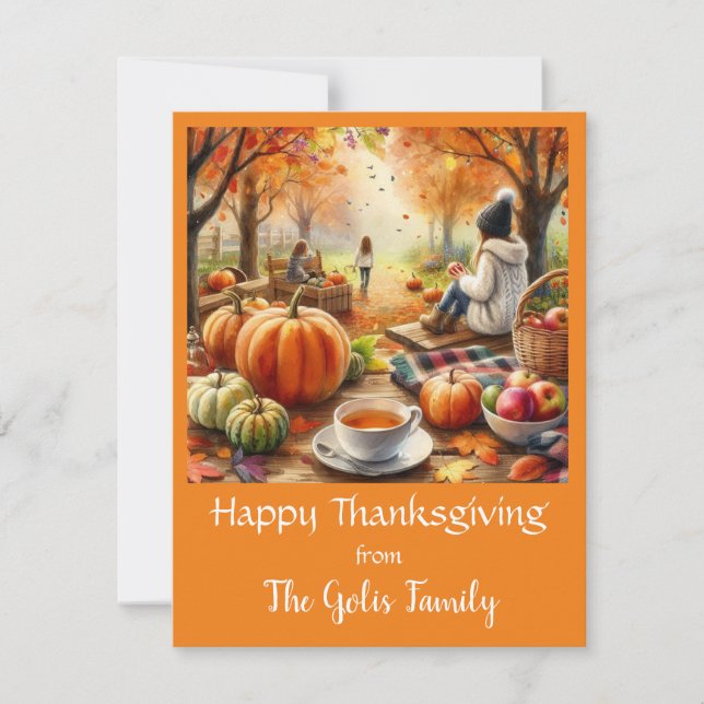 Herfstvakantie Prettig Thanksgiving Kaart (Voorkant)