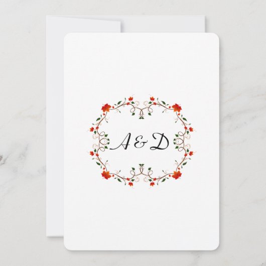 Herfstvakantie verlaat bruiloft uitnodiging (Achterkant)