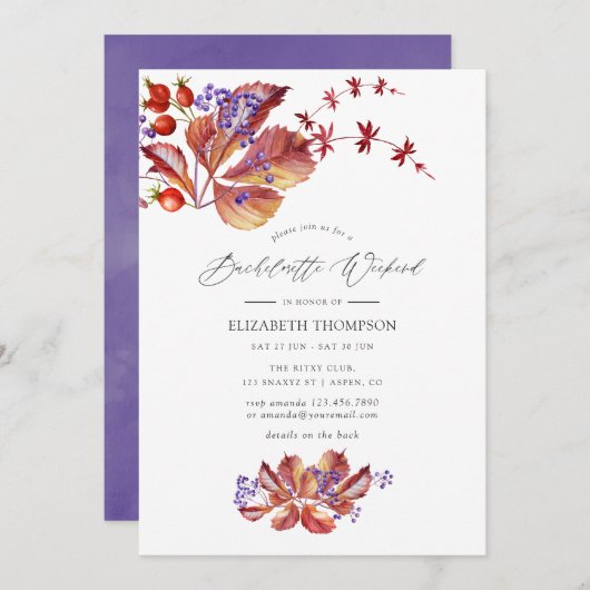 Herfstvakantie vrijgezellenweekend kaart (Voorkant / Achterkant)