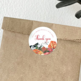 Herfstval Bergbos Bruiloft Ronde Sticker