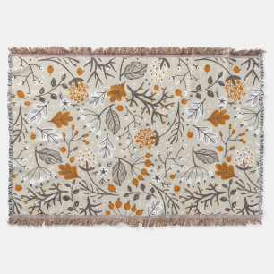 Herfstval Berries Bladeren en Takken Patroon Deken