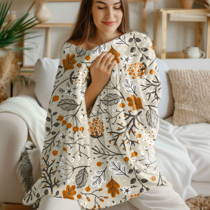 Herfstval Berries Bladeren en Takken Patroon Fleece Deken