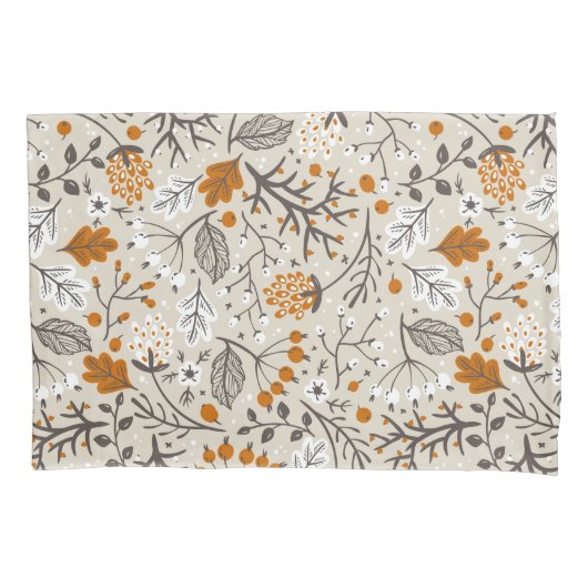 Herfstval Berries Bladeren en Takken Patroon Kussensloop (Voorkant)