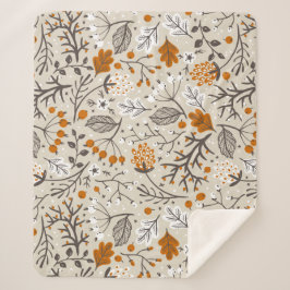 Herfstval Berries Bladeren en Takken Patroon Sherpa Deken