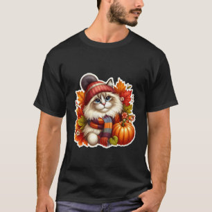 Herfstval Birmaanse kat eigenaar Thanksgiving Moed T-shirt