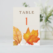 Herfstval Bladeren Aquarel Tafel Nummers Kaart (Staand voorkant)