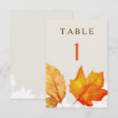 Herfstval Bladeren Aquarel Tafel Nummers Kaart (Voorkant / Achterkant)