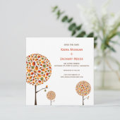 Herfstval Bladeren Bomen Trouwen Save The Date (Staand voorkant)