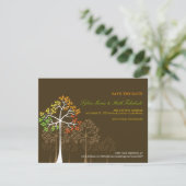 Herfstval bomen bos bruiloft Save The Date Kaart (Staand voorkant)