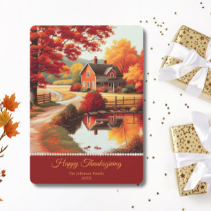 Herfstval Bomen Landschap Thanksgiving Feestdagenkaart