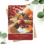 Herfstval Bomen Landschap Thanksgiving Feestdagenkaart