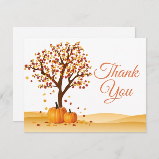 Herfstval bomen pompoen bedankkaart (Voorkant / Achterkant)