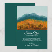 Herfstval Bos Bomen Blauwe Berg Aquarel Bedankkaart (Voorkant / Achterkant)