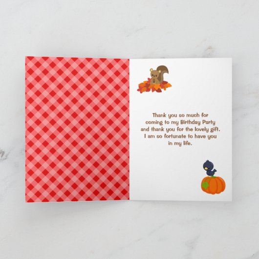 Herfstval Boyschrik Verjaardag Bedankkaart (Binnen)