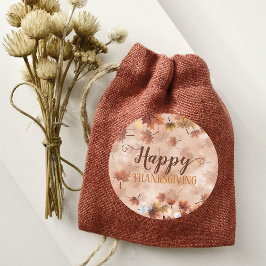 Herfstval bruine bladeren Gelukkig Thanksgiving Ronde Sticker