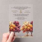 Herfstval Burgundy Bomen Bruiloft Acryl Uitnodigingen (Insitu (Draagbaar))