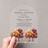 Herfstval Burgundy Bomen Bruiloft Borrel Acryl Uitnodigingen (Insitu (Draagbaar))